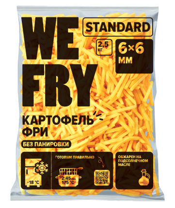 Картофель фри без панировки 6х6 мм (F76) Standard We Fry, 2,5 кг