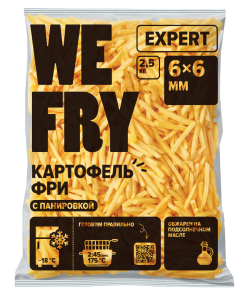 Картофель фри с панировкой 6х6 мм (FMS6) быстрозамороженный Expert We Fry, 2,5 кг