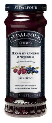 Джем из клюквы и черники, 284 г