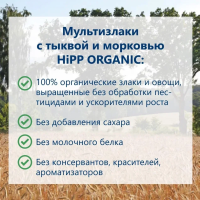 КашаHiPP (Хипп) безмолочная Мультизлаки с тыквой и морковью, 200 г