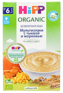 Каша HiPP (Хипп) безмолочная Мультизлаки с тыквой и морковью, 200 г