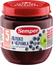 Пюре Semper (Сэмпер) Яблоко и черника, 125 г