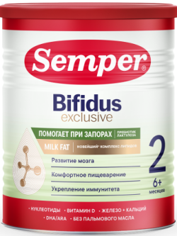 Смесь сухая Semper Bifidus Exclusive (Сэмпер Бифидус Эксклюзив) 2, 400г