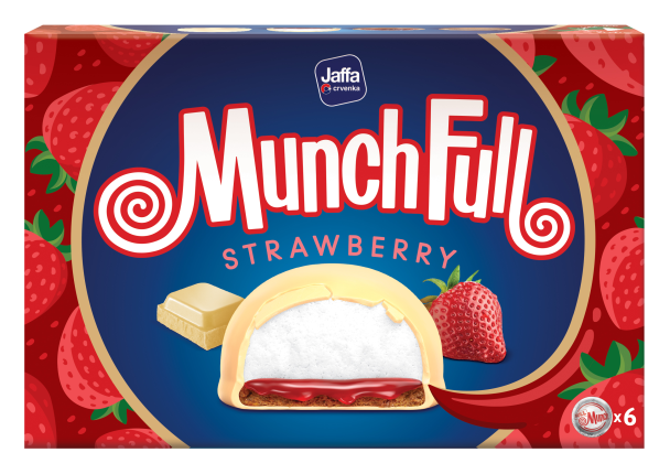 Пирожное Full Munch с клубничной начинкой и белым шоколадом, 128 г 