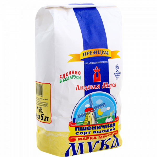 Купить Мука пшеничная, 5кг Лидахлебопродукт (Низкая Цена + Доставка) в ...